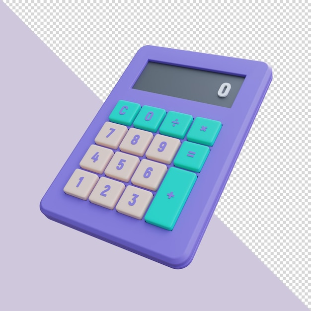 calculatrice de rendu 3d couleurs vives bleu violet et vert menthe