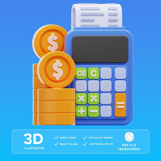 Cálculo financiero de PSD Ilustración en 3D