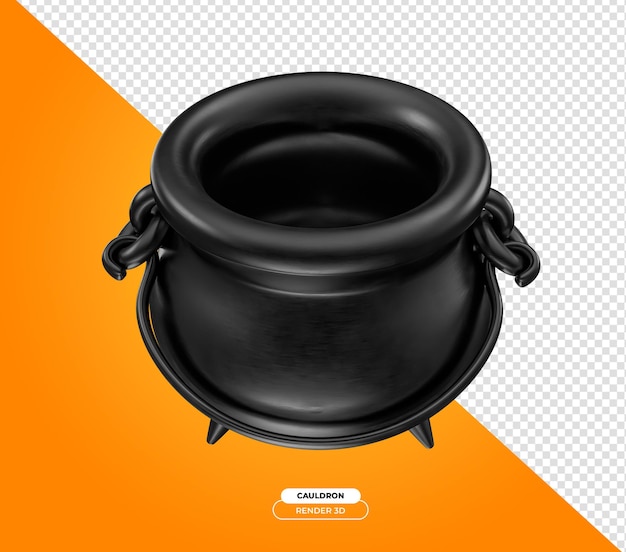 Caldeirão para halloween 3d render ilustração de desenho animado com fundo transparente