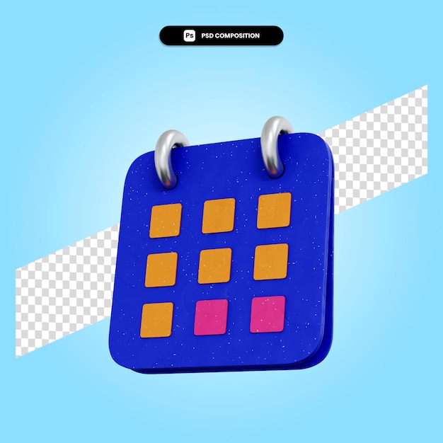 Calendar 3d render illustration isolated