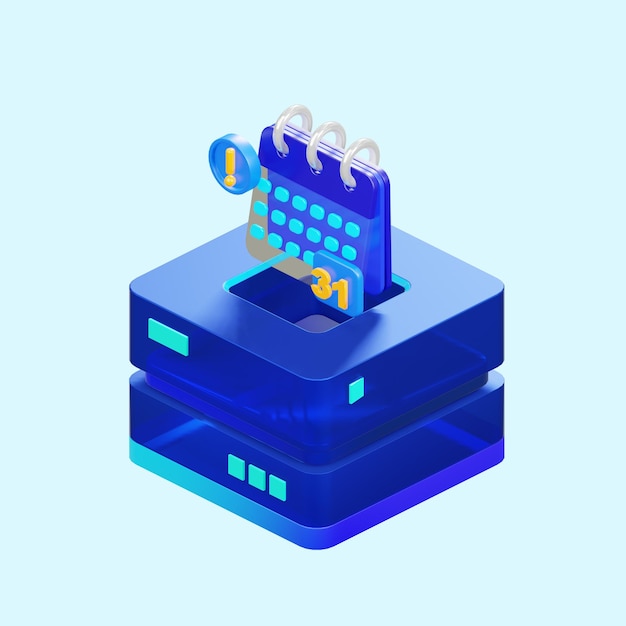Calendar date concept 3D render with isolated background