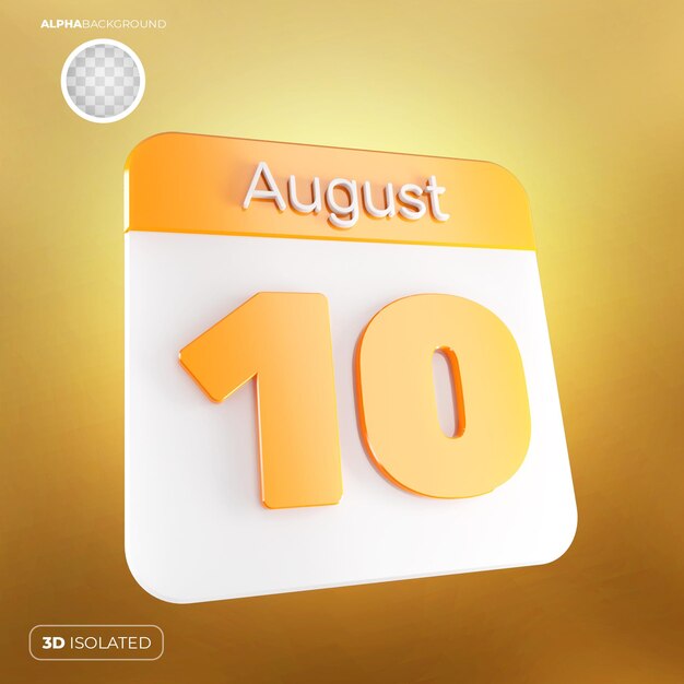 Calendario 10 de agosto 3D Premium PSD