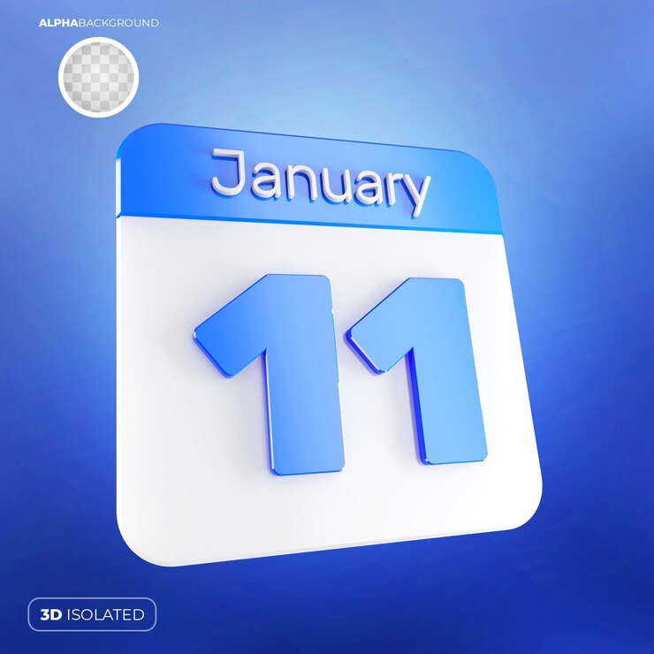 PSD calendario 11 de enero 3d premium psd