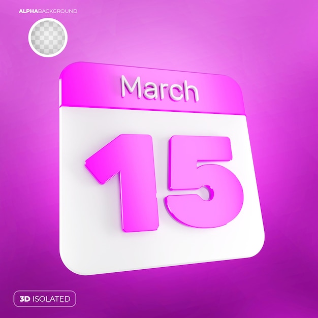 PSD calendario 15 de marzo 3d premium psd