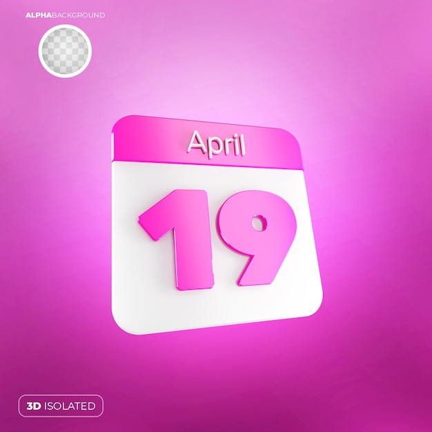 Calendario 19 de abril 3D Premium PSD