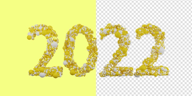 Calendário 2022 com bola de bolha branca e amarela