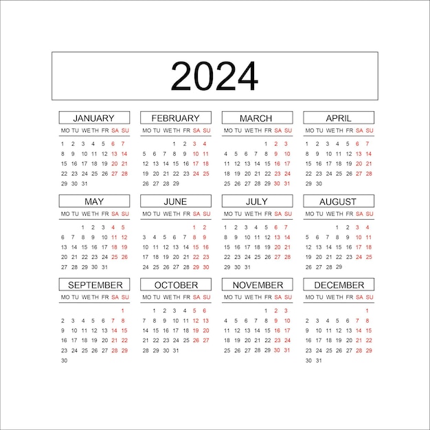Calendário 2024 psd PSD Premium