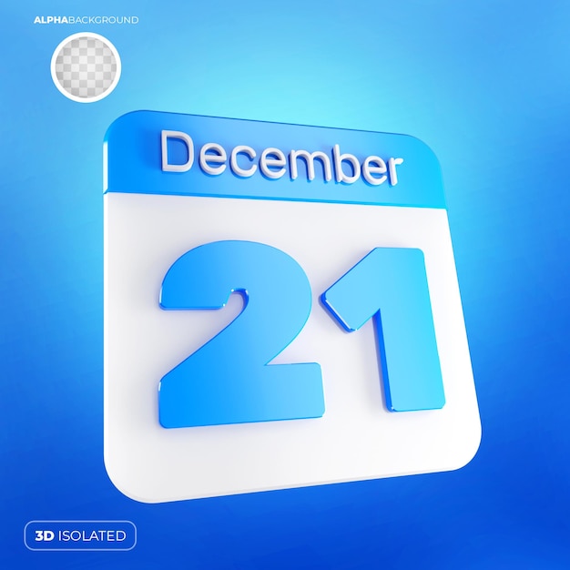 PSD calendario 21 de diciembre 3d premium psd