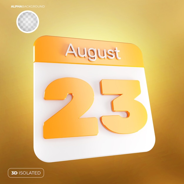 PSD calendário 23 de agosto 3d premium psd
