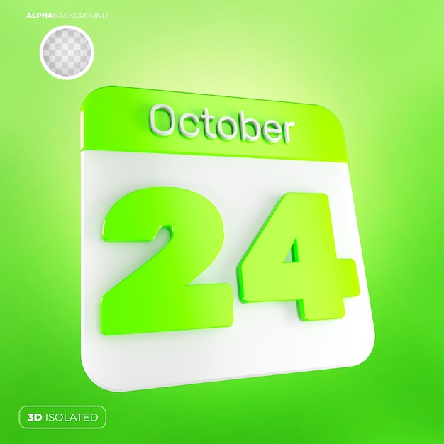 Calendario 24 de octubre 3d premium psd
