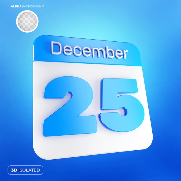 Calendario 25 de diciembre 3D Premium PSD