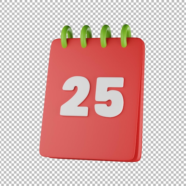 PSD calendário 25 ícone 3d