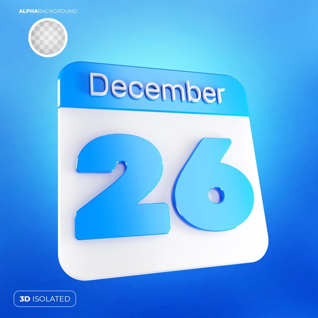 Calendario 26 de diciembre 3D Premium PSD