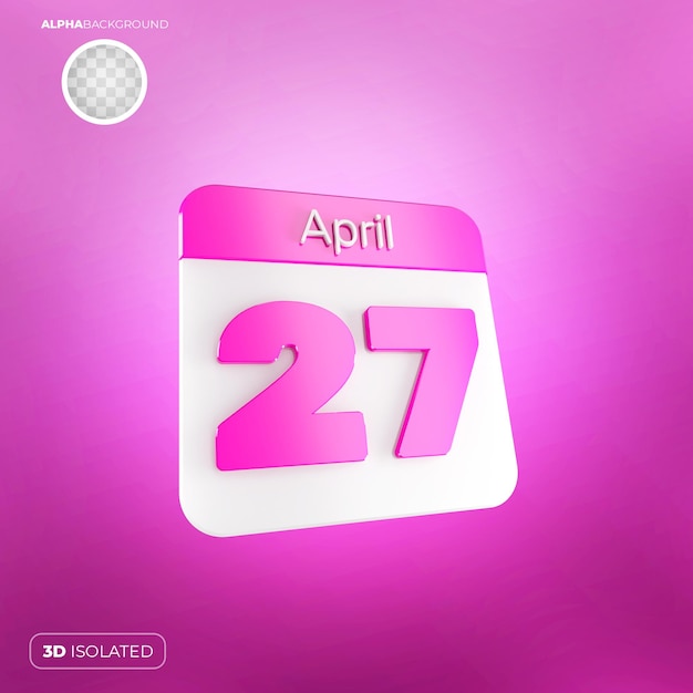 Calendario 27 de abril 3D Premium PSD