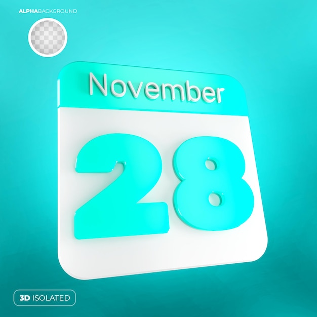 PSD calendario 28 de noviembre 3d premium psd