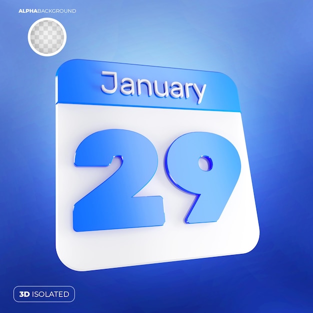 Calendario 29 de enero 3D Premium PSD