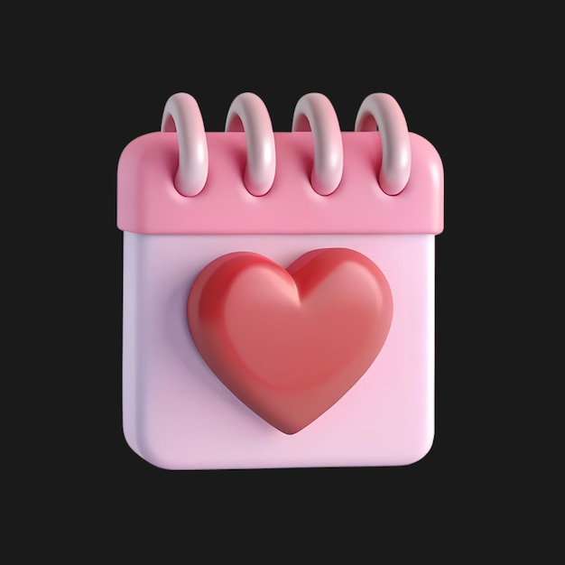 Calendario 3D con icona di cuore