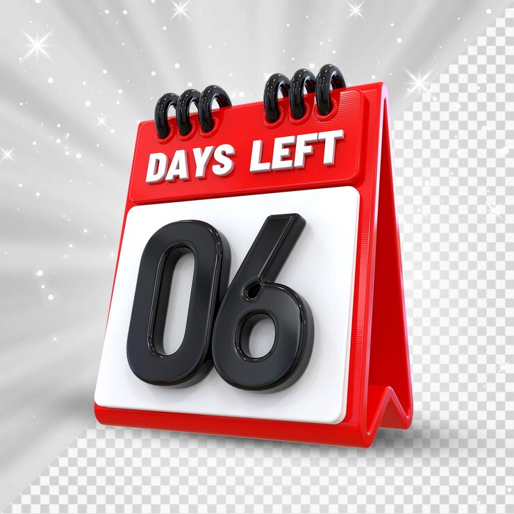 PSD calendario 3d cuenta atrás de los días restantes 6