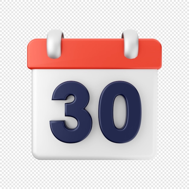 Calendario 3D data 30 Icona illustrazione