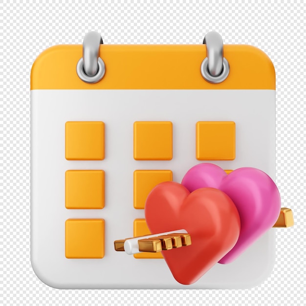 Calendário 3D de amor de valentino