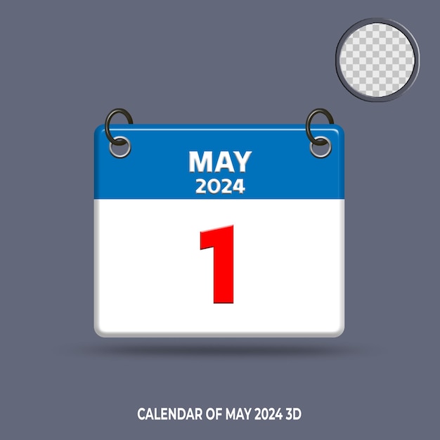 CALENDARIO 3D DI DATA MAGGIO 2024