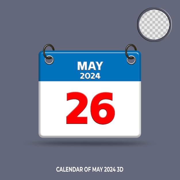 PSD calendario 3d de fecha mayo 2024