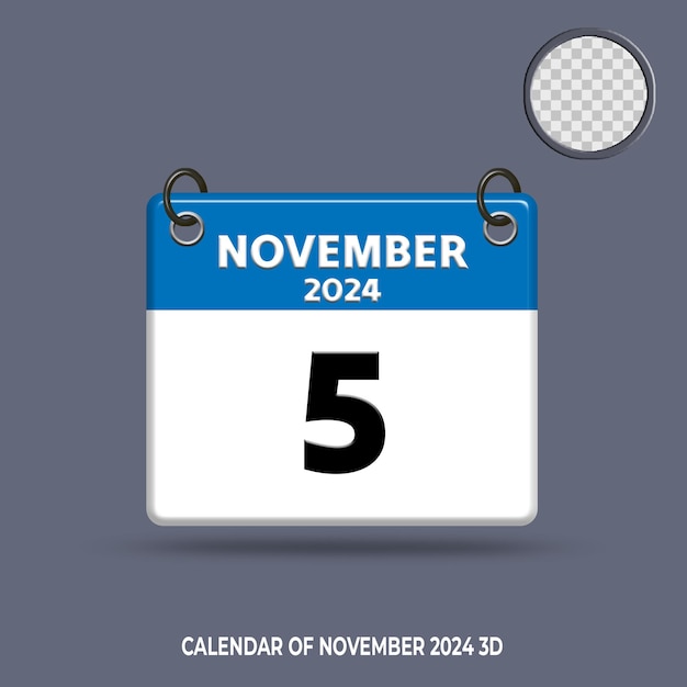 PSD calendario 3d fecha de noviembre de 2024