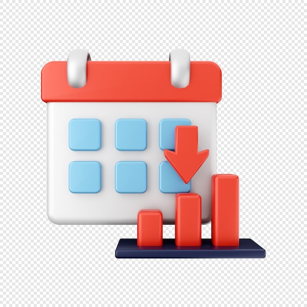 Calendário 3d para baixo ilustração de ícone de data de preço