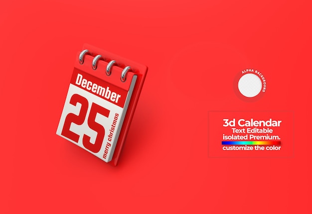 Calendário 3d para datas comemorativas psd premium