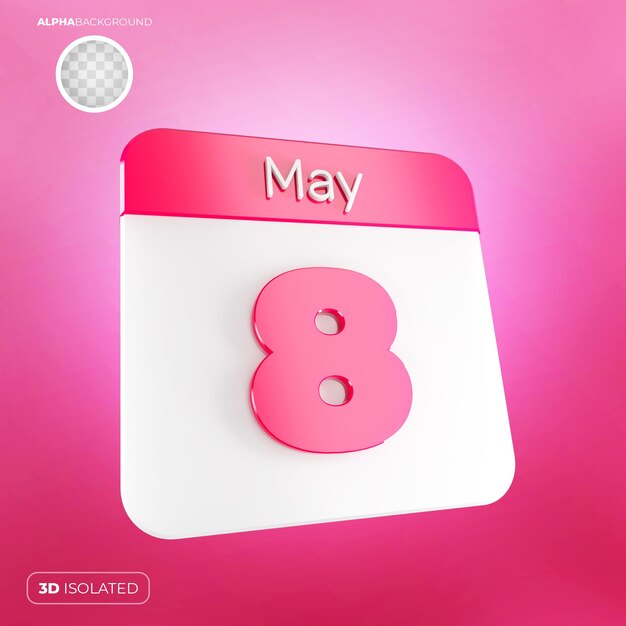 Calendario 8 de mayo 3d premium psd