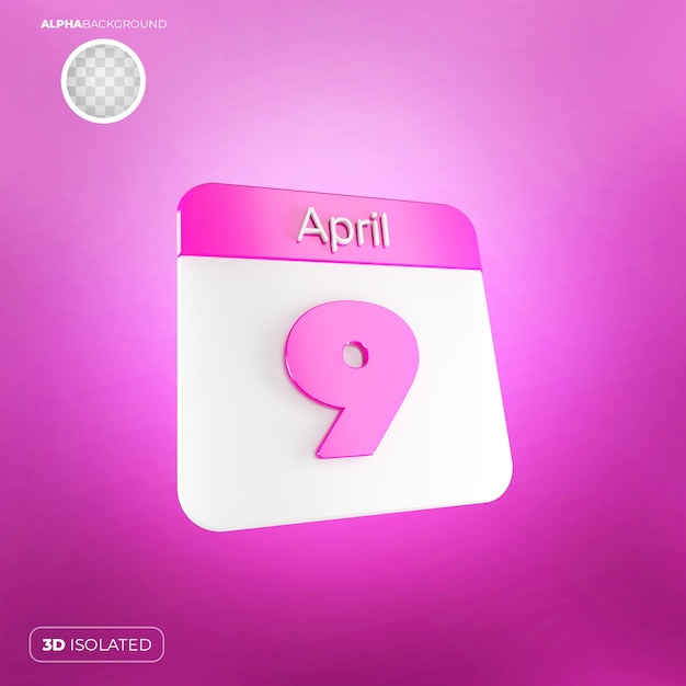 Calendario 9 de abril 3D Premium PSD