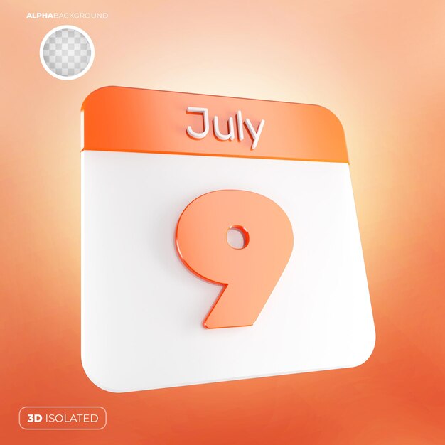 PSD calendario 9 de julio 3d premium psd