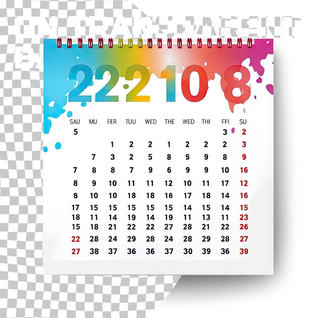 PSD calendario para el año 2018 aislado en un fondo transparente la semana comienza el lunes modelo de diseño vectorial