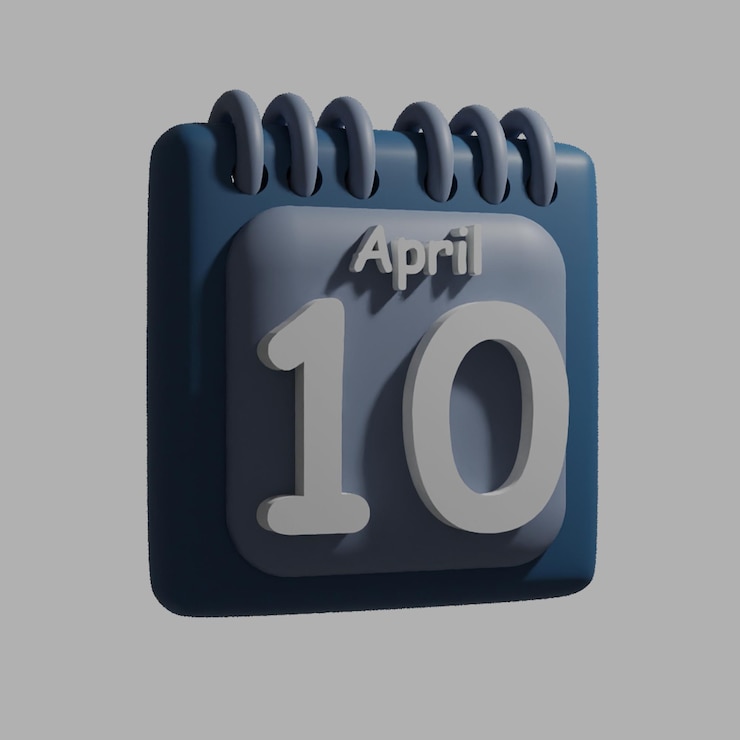 PSD un calendario azul con la fecha del 10 de abril