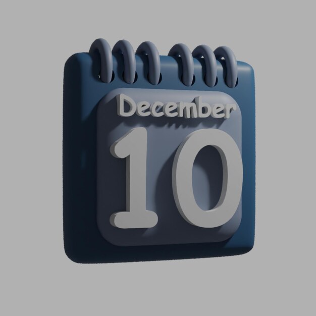 PSD un calendario azul con la fecha 10 de diciembre