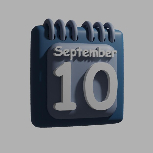 PSD un calendario azul con la fecha 10 de septiembre.