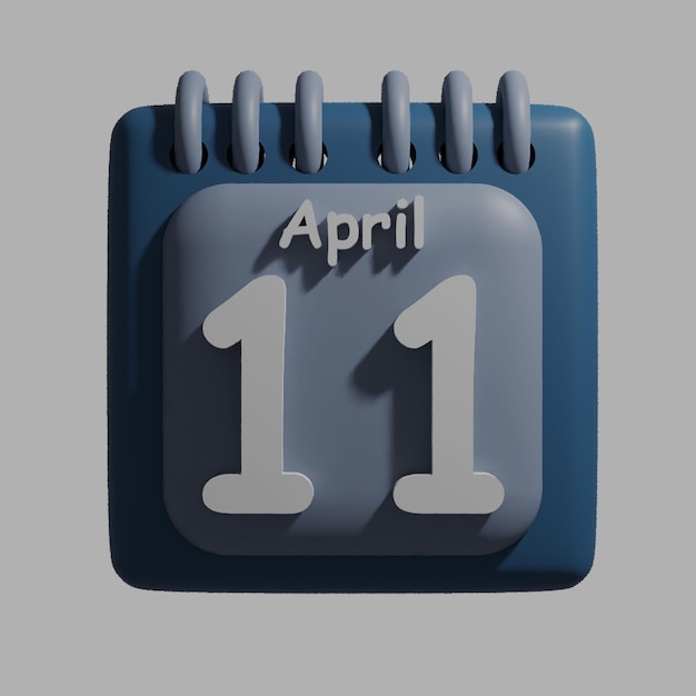 Un calendario azul con la fecha del 11 de abril