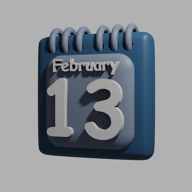 Un calendario azul con la fecha del 13 de febrero