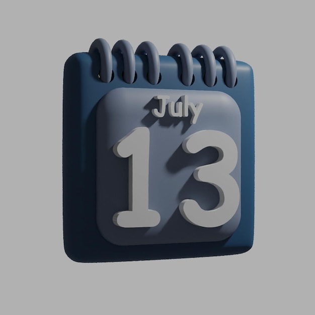 Un calendario azul con la fecha 13 de julio.