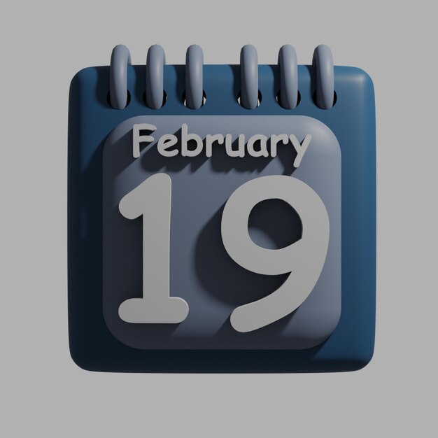 PSD un calendario azul con la fecha del 19 de febrero