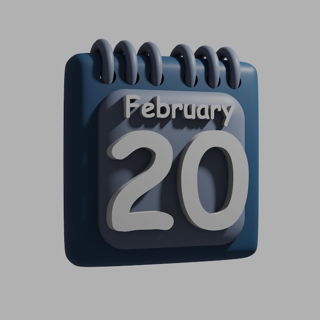 Un calendario azul con la fecha del 20 de febrero