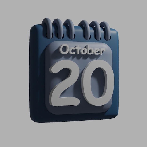 Un calendario azul con la fecha 20 de octubre en él