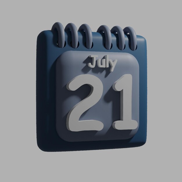 Un calendario azul con la fecha 21 de julio.