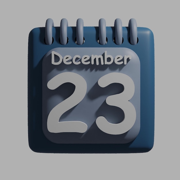 PSD un calendario azul con la fecha 23 de diciembre en él