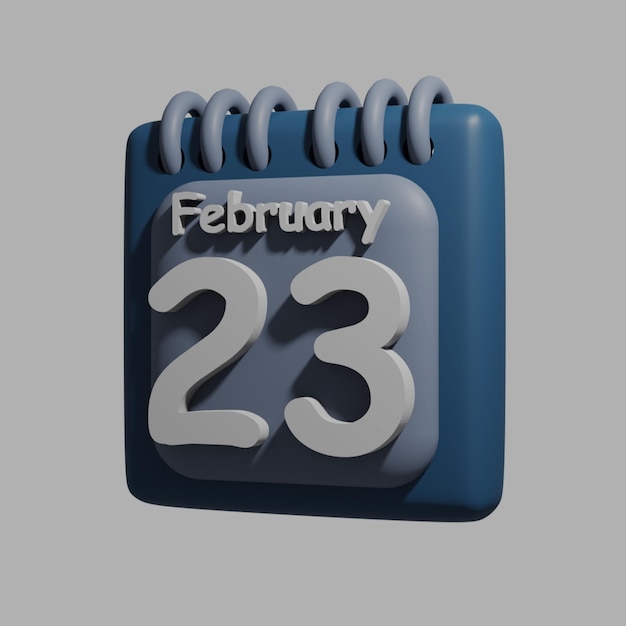 Un calendario azul con la fecha del 23 de febrero