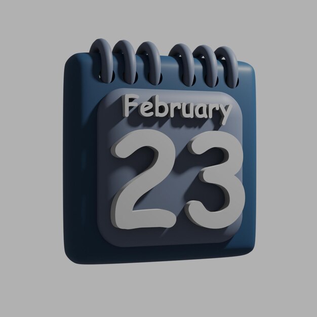 Un calendario azul con la fecha del 23 de febrero