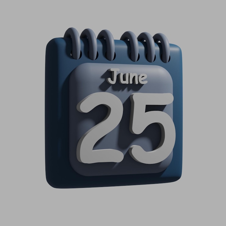 PSD un calendario azul con la fecha del 25 de junio