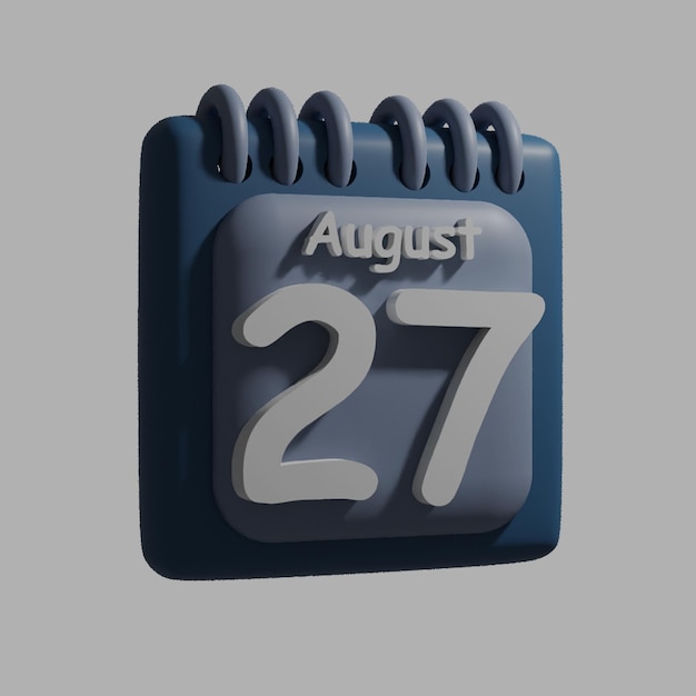 Un calendario azul con la fecha del 27 de agosto