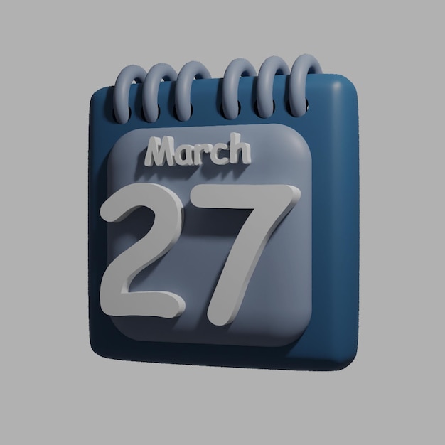 PSD un calendario azul con la fecha 27 de marzo.