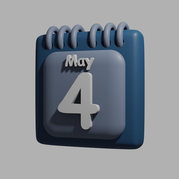 Un calendario azul con la fecha del 4 de mayo.